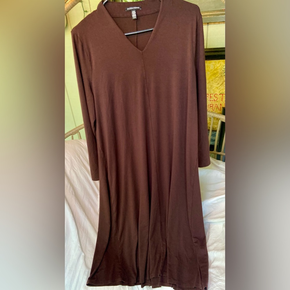 Eileen Fisher Long Sleeve Top in Deep Brown